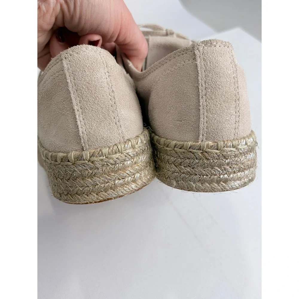 NWT‎ Tretorn Eve 2 Suede Espadrille Platform Sneakers Metallic Beige 9